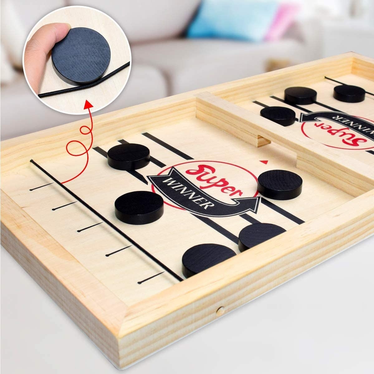 Sling Puck Board Game I Table Top Puck Table Game I Wooden Family Games,  Fast Sling Puck Game, Football Slingshot Game I Table Top Hockey Game for