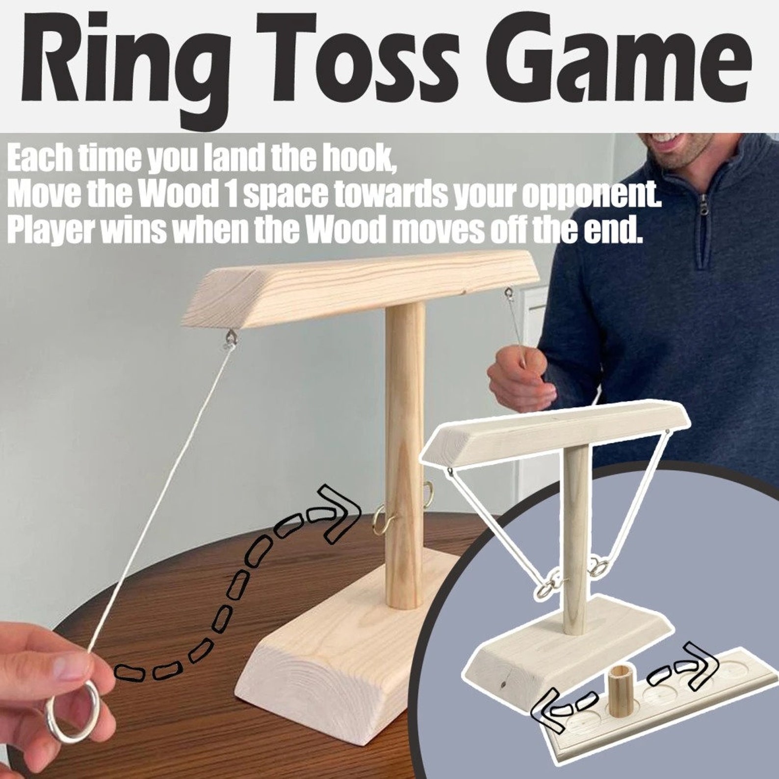 Drinking toy wood / ring throwing game / hook board game / Etsy