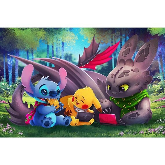 5d Diamond Painting Embroidery Dragon And Pikachu Pokemon Cross Stitch Kit Disney Home Decor Full Cross Stitch Kit Home Decor Wall Painting