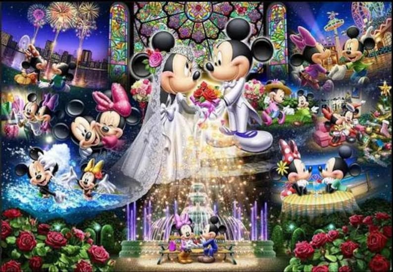 5D Diamond Painting Embroidery Minnie and Mickey Wedding Cross Stitch Kit Disney Home Decor Full Cross Stitch Kit Home Decor Wall Painting