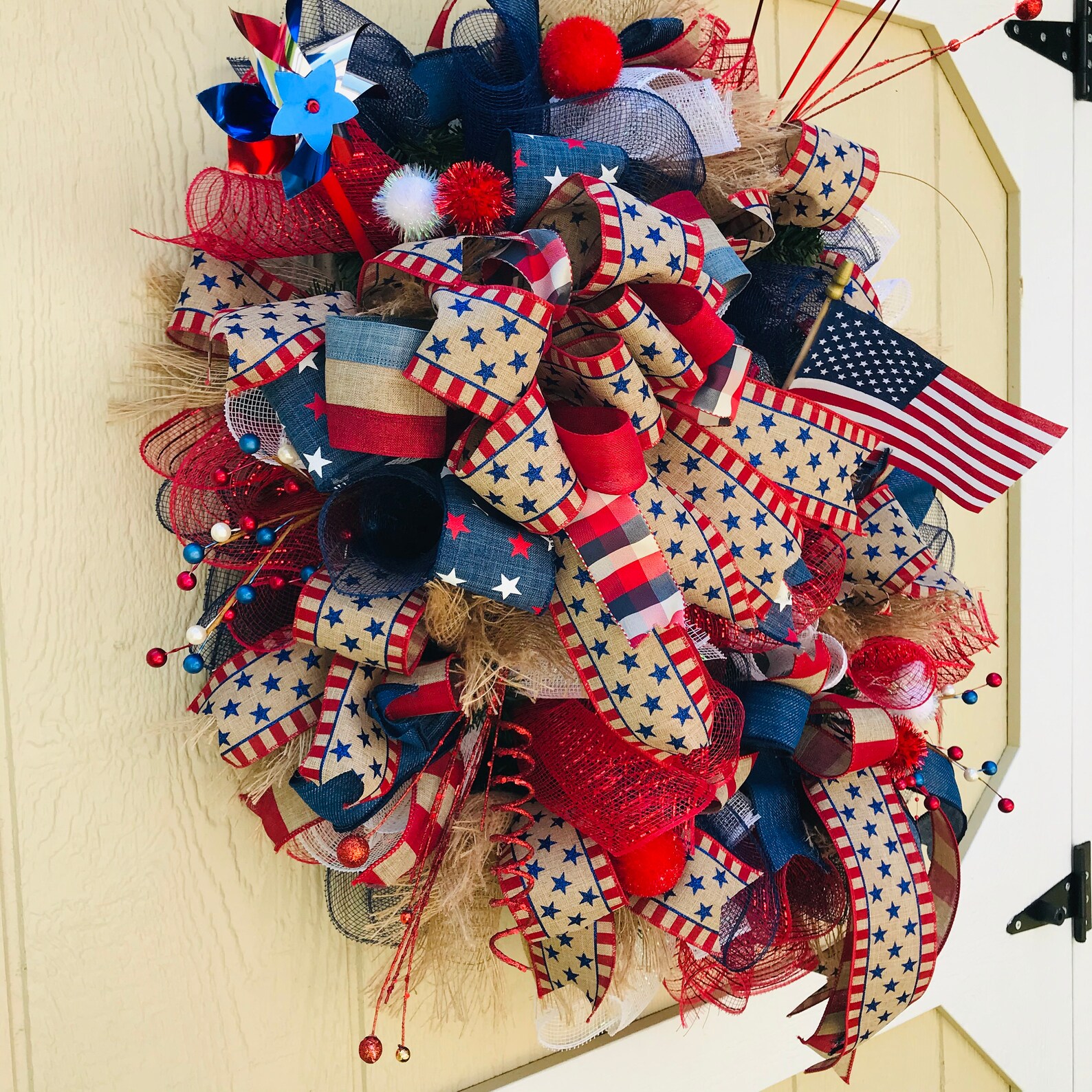 Patriotic Wreath, Rustic Wreath, Red White Blue Wreath, Wreath, Fourth