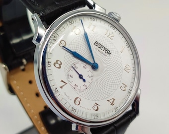 Vostok Prestige 2403 Shifted second 581096 Gehard blauwe wijzers Gloednieuw vintage stijl klassiek mechanisch horloge