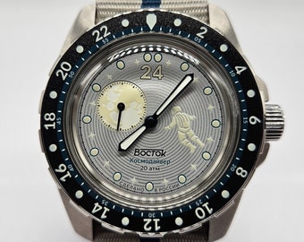 Edición limitada Vostok Cosmodiver Luna Dude Space Vibe Reloj mecánico automático de 24 horas Nuevo 14039B