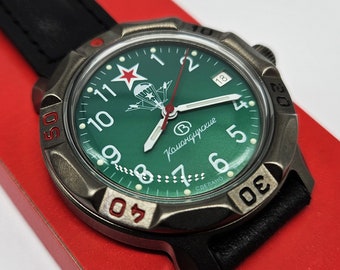 Vostok Komandirskie 2414 VDV Airborne Forces 816307 Brand New Titanium Plated men's mechanical watch