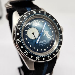 Limited Edition Vostok Cosmodiver Luna Dude Space Vibe 24-hour mechanical automatic watch Brand New 14038B Blue image 3