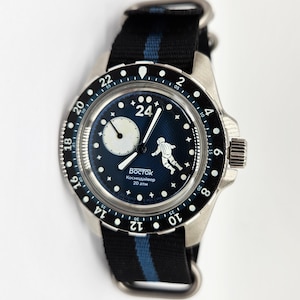 Limited Edition Vostok Cosmodiver Luna Dude Space Vibe 24-hour mechanical automatic watch Brand New 14038B Blue image 7