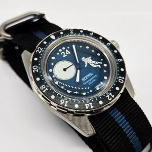 Limited Edition Vostok Cosmodiver Luna Dude Space Vibe 24-Stunden-mechanische Automatikuhr, brandneu, 14038B, Blau Bild 6