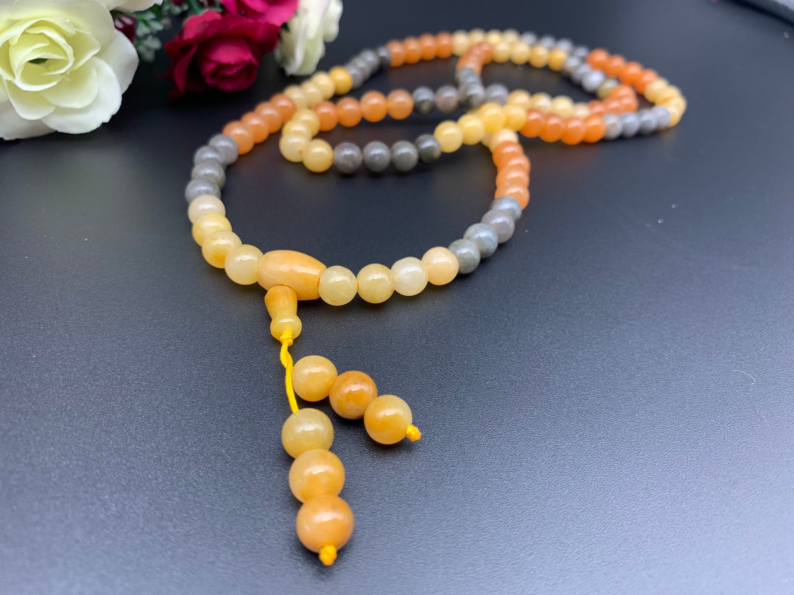 Natural Golden Silk Jade Chain Necklace Handmade Fashion Etsy