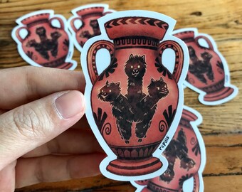 Cerberus But Llama Vinyl Sticker/ Glossy & Waterproof / Mythology Creatures, Cute Animal, Dark Academia Antique, Ancient Greek, Laptop Decal