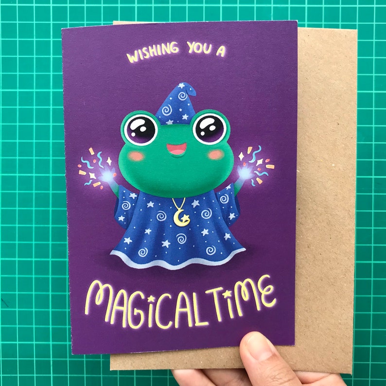 Wizard Frog Card /Blank Inside with Recycled Envelope/Gothic Christmas,Cute Holidays, Magic,Birthday,New Years,Witchy, Cottagecore image 4