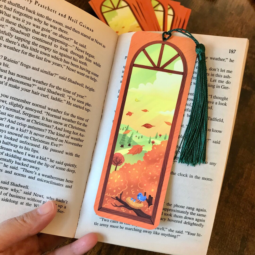 Cozy Fall Window Bookmark / Autumn, Cottagecore, Cute, Nature, Leaves ...