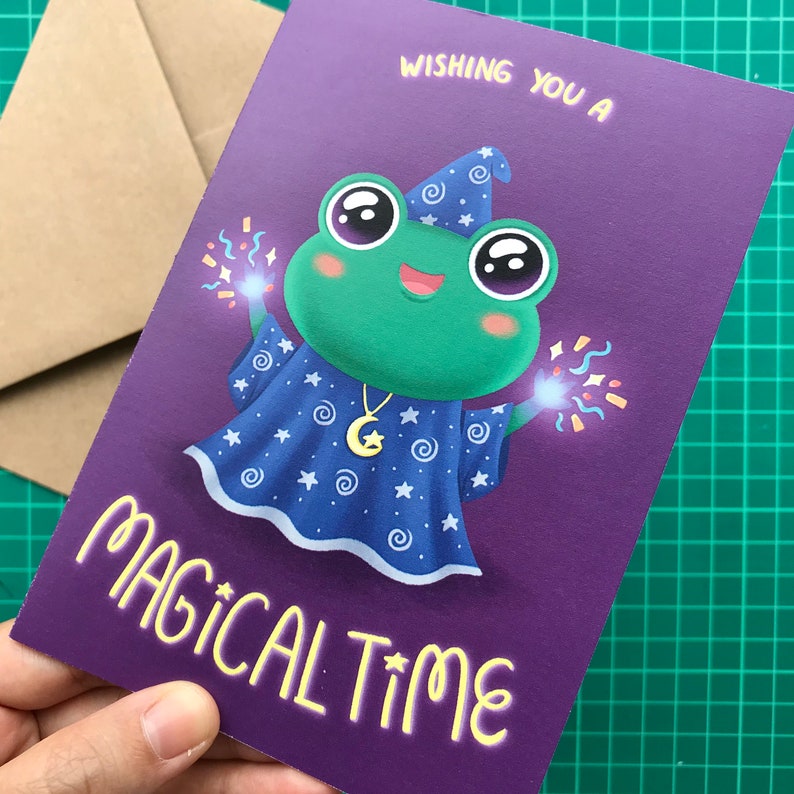 Wizard Frog Card /Blank Inside with Recycled Envelope/Gothic Christmas,Cute Holidays, Magic,Birthday,New Years,Witchy, Cottagecore image 5