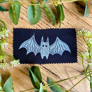 Bat Sew-On Patch /Halloween, Vampire, punk, gothic, alternative, cute, Lino Print, block print, hand printed