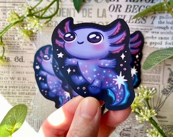 Cosmic Axolotl Vinyl Sticker/ Matte & Waterproof / amphibian, Cute Animal, Witchy, space, Magic Fantasy, meme, Laptop Decal