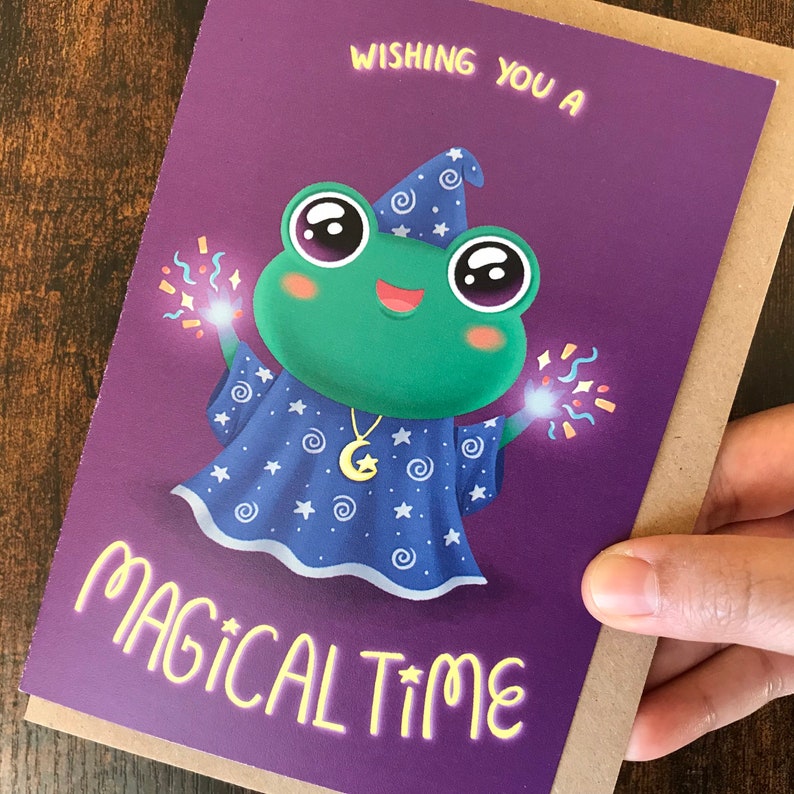 Wizard Frog Card /Blank Inside with Recycled Envelope/Gothic Christmas,Cute Holidays, Magic,Birthday,New Years,Witchy, Cottagecore image 2