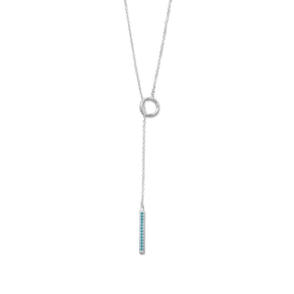 Nano Turquoise Cubic Zirconia Drop Lariat Necklace •  925 Sterling Silver • Blue Dainty Adjustable Unique Woman Girl Teen Wardrobe Accessory