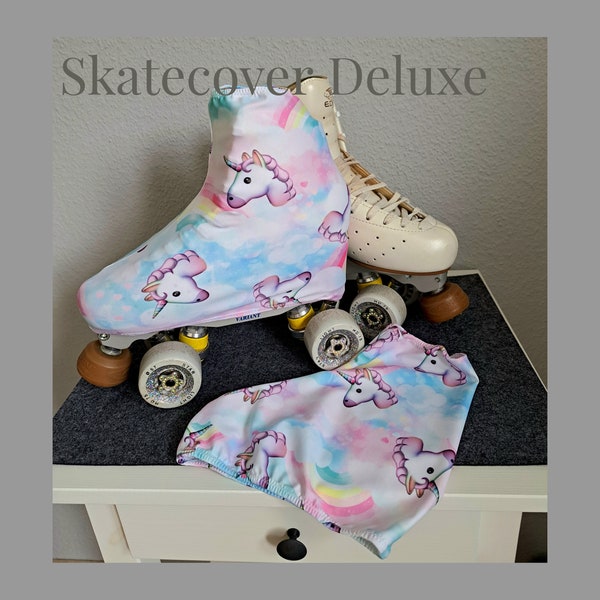 Skatecover Deluxe Einhorn schützende Stiefelschoner, Überzieher für Eiskunstlaufen und Rollkunstlaufen, Spandex Sonderstoff Glitzer