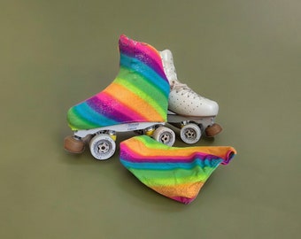 Copristivali protettivi Skatecover Deluxe Rainbow, copristivali per  pattinaggio artistico e pattinaggio a rotelle, tessuto speciale con stampa