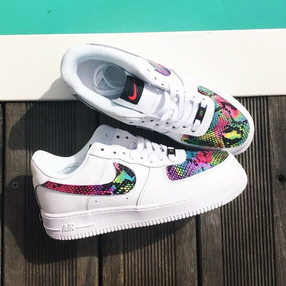 Nike Air Force One Customizes Model Rainbow Snake New Size EUR | Etsy