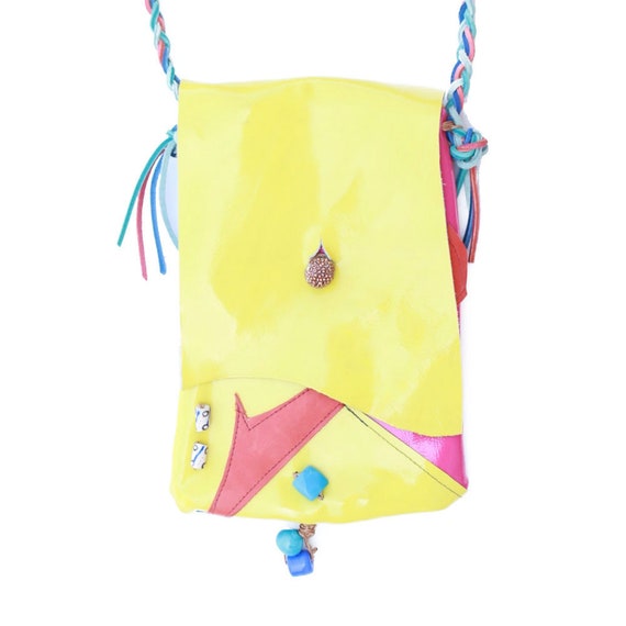 yellow patent leather purse