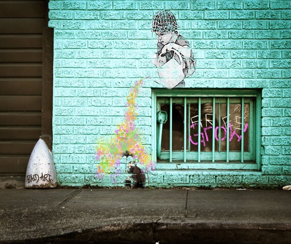 A0 SIZE CANVAS PRINT URBAN funny kids bike GRAFFITI STREET banksy ART