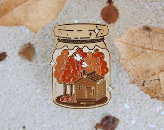 Jar of Autumn Enamel Pin | Fall Vibe Enamel Pin | Nature Enamel Pin | Fox Enamel Pin