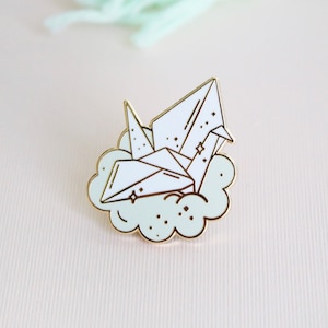 Paper Crane Enamel Pin | Crane Enamel Pin | Origami Enamel Pin