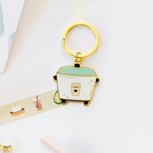 Rice Cooker Enamel Keychain | Asian Food Keychain