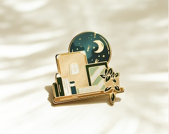 Goodnight Bookshelf Enamel Pin | Book Enamel Pin