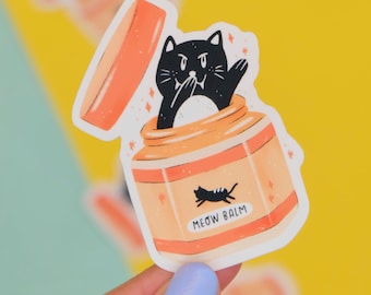 Meow Balm Vinyl | Cat Vinyl Sticker | Black cat sticker | Tiger balm Sticker |