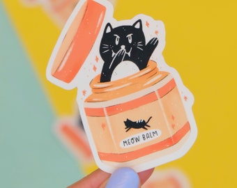 Meow Balm Vinyl | Cat Vinyl Sticker | Black cat sticker | Tiger balm Sticker |