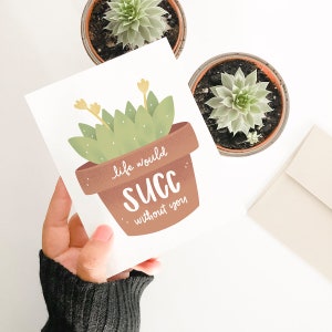 A vida seria um sucesso sem você Cartão de felicitações A2 | cartão de felicitações suculentas | cartão de felicitações de plantas | cartão de felicitações de amor