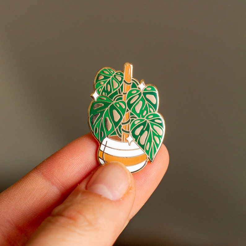 Swiss Cheese Plant Enamel Pin Houseplant Enamel Pin Potted plant enamel pin Plant lover enamel pin image 3