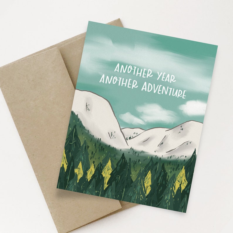 Another Year Another Adventure Greeting Card Travel Greeting Card Mountain Card image 1