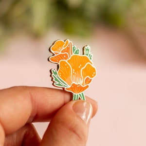 Golden Poppy Enamel Pin | Plant Enamel Pin | Flower Enamel Pin