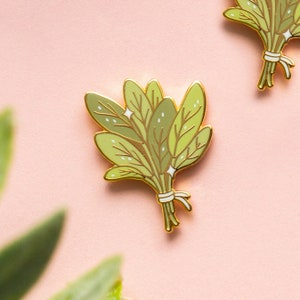 Bundle of Sage Enamel Pin | Houseplant Enamel Pin | Plant Enamel Pin | Witchy Enamel Pin