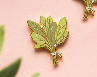 Bundle of Sage Enamel Pin | Houseplant Enamel Pin | Plant Enamel Pin | Witchy Enamel Pin