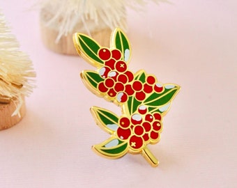 Winterbeere Emaille Pin | Weihnachten Emaille Pin | Winter Emaille Pin