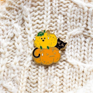 Pumpkin Enamel Pin Fall Enamel Pin Spooky Enamel Pin Cat Enamel Pin image 2