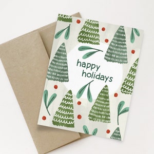 Happy Holidays Greeting Card: Christmas Tree Scene
