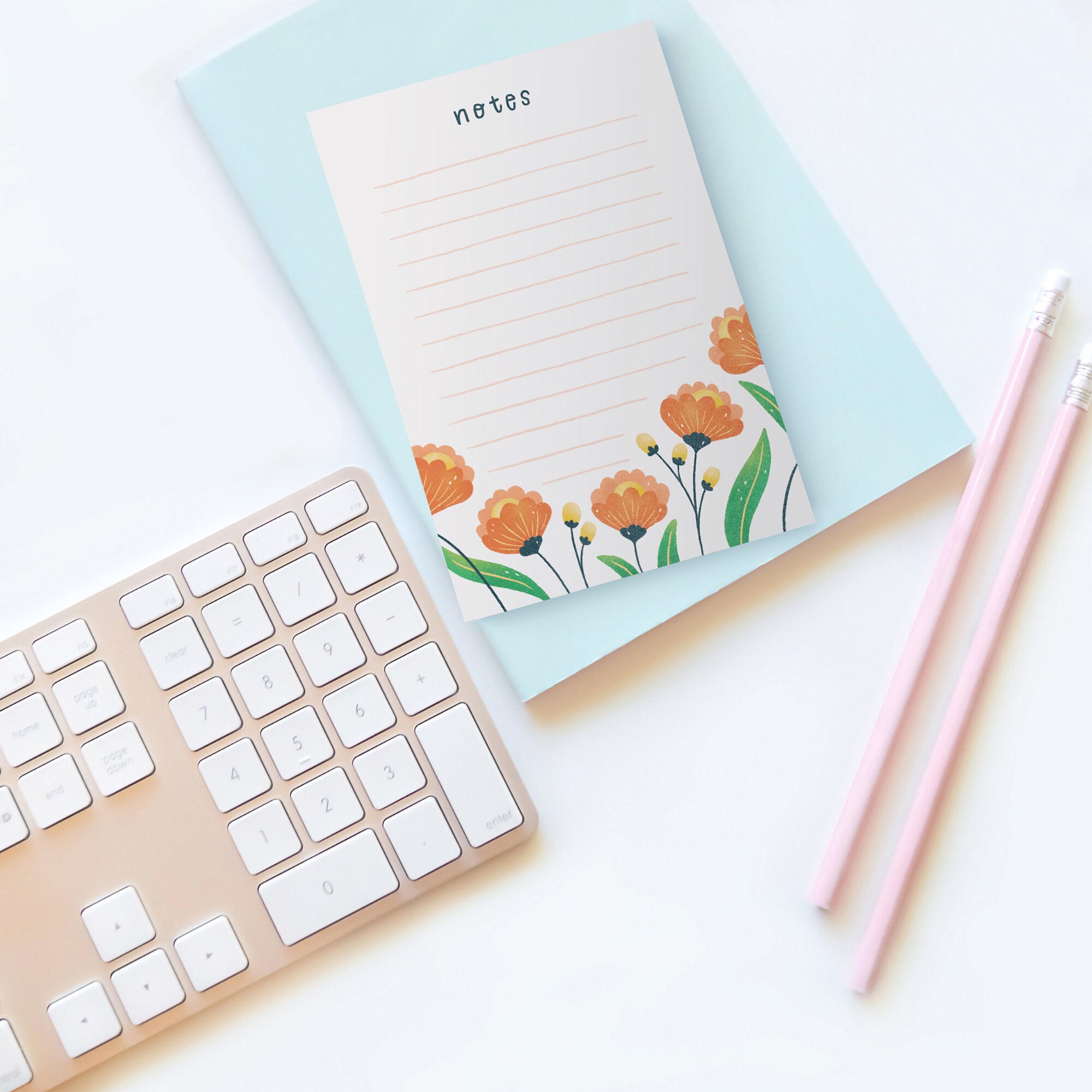 Floral Notes Lined Notepad - Etsy