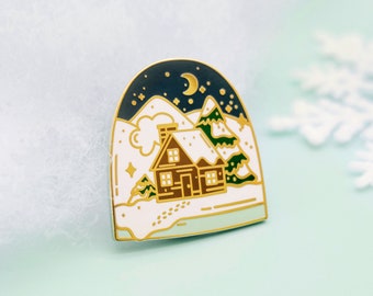 Winter House Enamel Pin | Christmas Pin | Winter Enamel Pin