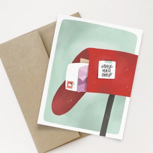 Tarjeta de felicitación Happy Mail A2 / Tarjeta de correo postal / Tarjeta de felicitación diaria / Tarjeta de amante del correo postal / Tarjeta de correo solo porque / Tarjeta de buzón rojo