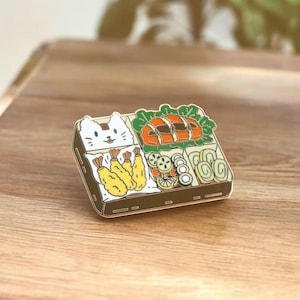 Bento Box Enamel Pin | Asian Food Enamel Pin | Cat enamel pin | Kawaii enamel pin
