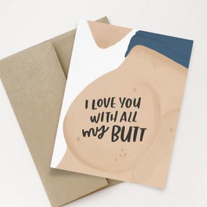 Je t'aime de tout mon cul Carte de vœux | carte Je t'aime | Je t'aime carte | Carte Je t'aime tellement