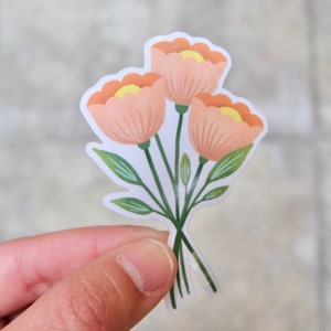 Autocollant de fleurs de pavot | Autocollant floral | Joli autocollant | Autocollant en vinyle fleur | Autocollant en vinyle coquelicot