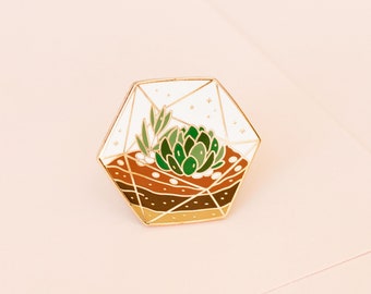 Succulent Terrarium Enamel Pin | Houseplant Enamel Pin