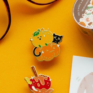 Pumpkin Enamel Pin Fall Enamel Pin Spooky Enamel Pin Cat Enamel Pin image 3