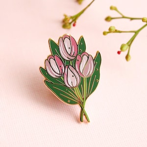 Tulip Bunch Enamel Pin | Houseplant Enamel Pin | Floral Enamel Pin