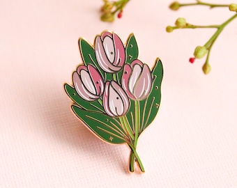 Tulip Bunch Enamel Pin | Houseplant Enamel Pin | Floral Enamel Pin